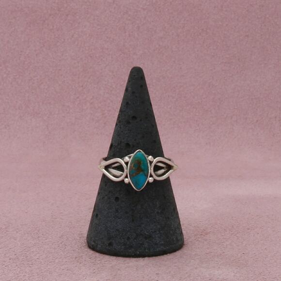 sterling silver turquoise marquise ring size 8 - Picture 1 of 3